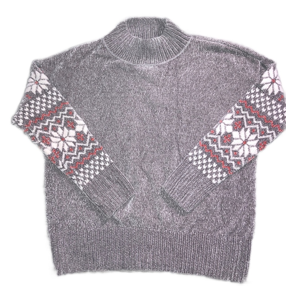 Christian Siriano Sweater Size Large mock neck soft snowflake pattern